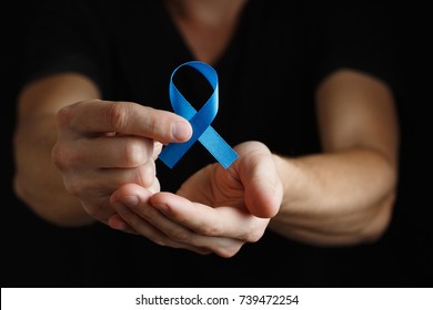 Prostate Cancer Ribbon, Colon Cancer Concept, Blue Ribbon Symbol