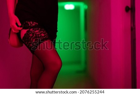 Prostitute waiting for the client. Red-light district.