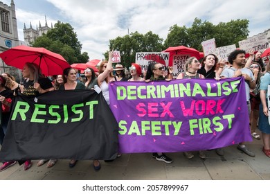 Prostitutes protest in front of houses of parliament against criminalizing and demanding protection - London- 19-05-2019   