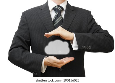 Protect cloud information data concept. Security and safety of cloud computing