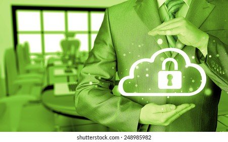 Protect cloud information data concept. Security and safety of cloud computing