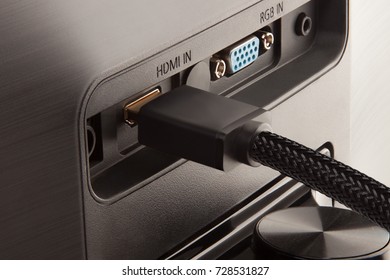 protected hdmi cable connected to the monitor.