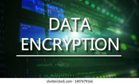 Protection concept: Data Encryption on digital supercomputer background