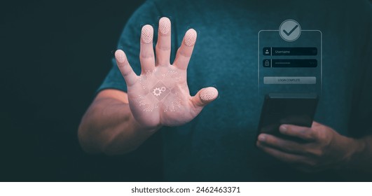 Protection and encryption of fingerprint data with network technology for security. To protect against crimes, hackers, and everyday online attacks, technology, and data security. authentication