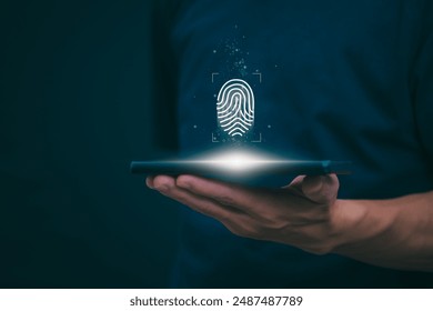 Protection and encryption of fingerprint data with network technology for security. To protect against crimes, hackers, and everyday online attacks, technology, and data security. authentication
