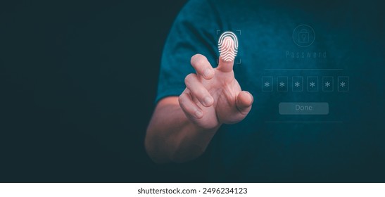 Protection and encryption of fingerprint data with network technology for security. To protect against crimes, hackers, and everyday online attacks, technology, and data security. authentication