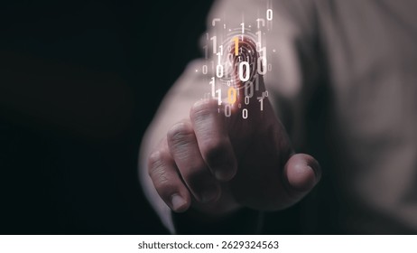 Protection and encryption of fingerprint data with network technology for security. To protect against crimes, hackers, and everyday online attacks, technology, and data security. authentication
