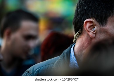 Protection And Guard Service (SPP, Romanian Version Of The US Secret Service) Officer Is On Guard During A Public Visit Of A Dignitary.
