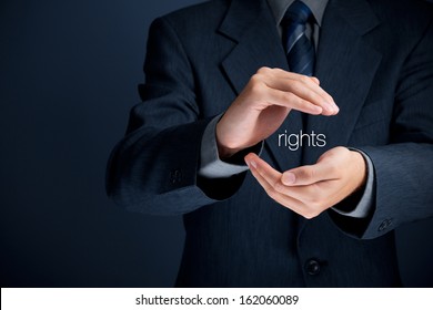 Protection of human rights concept. Lawyer (jurist) protect your rights with hand gesture. - Powered by Shutterstock