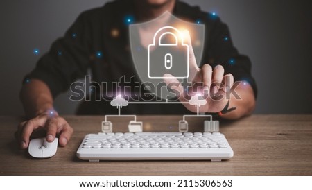 Protection network security computer and safe your data concept. Digital crime by an anonymous hacker