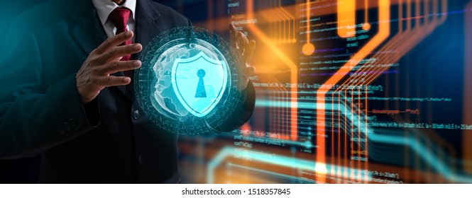Protection network security and safe your data from ransomware concept.Cyber protection shield icon on server.Information Security and virus detection for (BEC)Business Email Compromise. - Shutterstock ID 1518357845