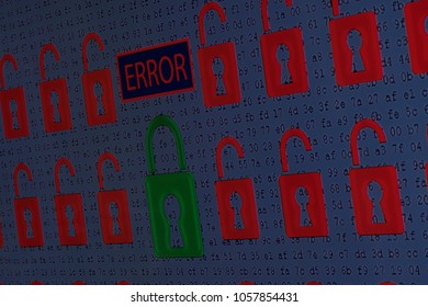 protection screen with error message in the system
