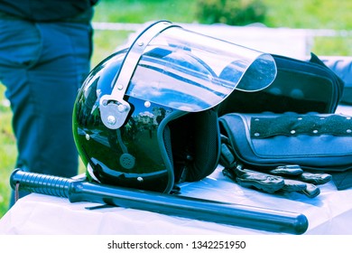 Protective Clothes. A Helmet, Armor - A Bulletproof Vest. Steel Head-piece. Suit With Ceramic Plates And Kevlar. Blue Helmets. 