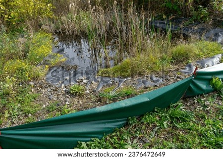 Protective fence for frogs at a pond