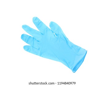 Protective Glove On White Background, Top View. Medical Item