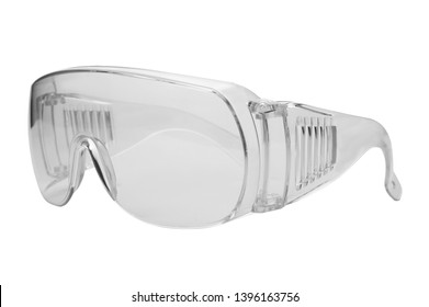 Protective Goggles On White Background. Construction Tool