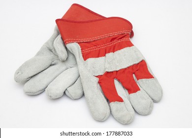 Protective Hard Work Gloves On White Background