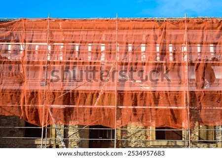 Similar – Image, Stock Photo Transparent fabric on scaffolding, light effects and shadows make for interesting vistas