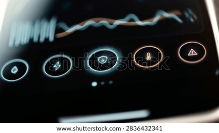 Protective shield button sits below white waveform
