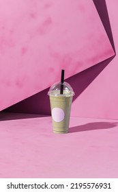 Protein Avocado Smoothie In Cup Mockup Pink Label