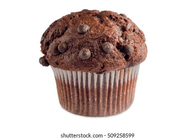 Protein Chocolate Muffin Isolated On A White Background
