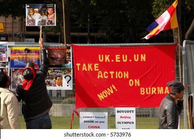 Protest against the regime in Myanmar (Burma), Parliament square, London
