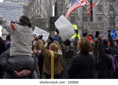 Protest At The Inauguration Of George W Bush, Washington, DC. January 2005. Editorial Use Only.