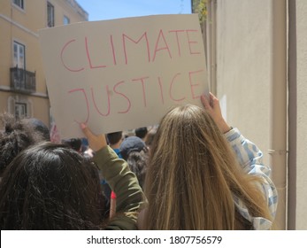 Protest Signs For Climate Justice In Lisboa 2019.