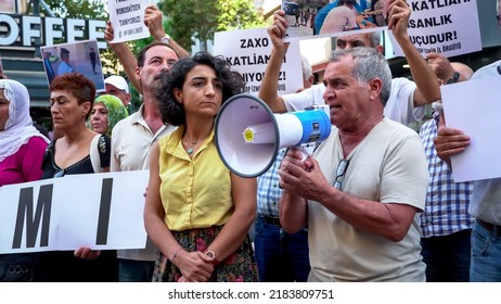 Protest For Zakho Attack In Northern Iraq With Banners In Izmir, Turkey On July 28, 2022