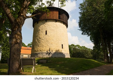 Protestant Church, Bell Tower And Cemetery In Lerbo, Södermanland. Stone Gravestones, Wood Crosses.