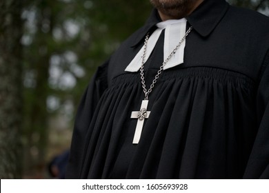 Protestant Lutheran Pastor Wearing Black Long Stock Photo 1605693928 ...