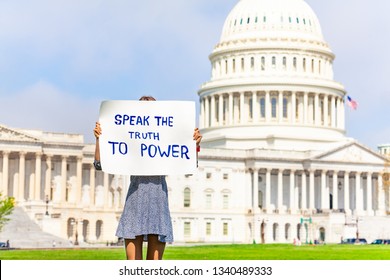 Protester Holding Sign Speak The Truth To Power