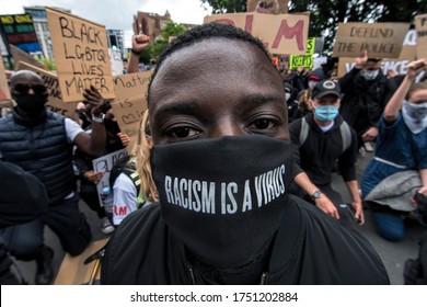 Protesters March Through London City In England To US Embassy , As Part Of The Black Lives Matter Protests, Protesting The Death Of George Floyd In The US / London / 07-06-2020