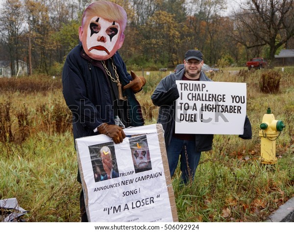 Protesters Trump Rally Lisbon Maine Open Stock Photo Edit