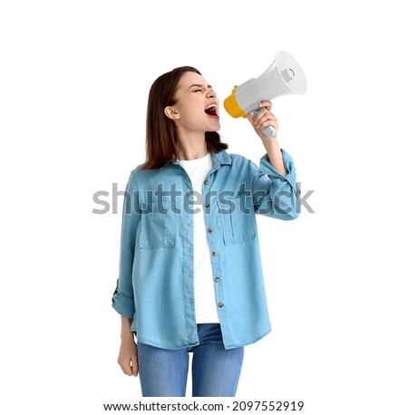 Similar – Image, Stock Photo Screaming women on strike with placards