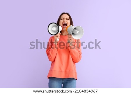 Similar – Image, Stock Photo Screaming women on strike with placards