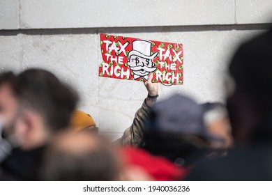 Protestors Call To Tax The Rich And Impeach Governor Andrew Cuomo Following Allegations Of Sexual Misconduct And A Covering-up COVID-19 Related Nursing Home Deaths On March 20, 2021 In New York City. 