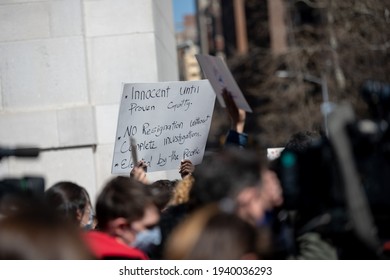 Protestors Call To Tax The Rich And Impeach Governor Andrew Cuomo Following Allegations Of Sexual Misconduct And A Covering-up COVID-19 Related Nursing Home Deaths On March 20, 2021 In New York City. 