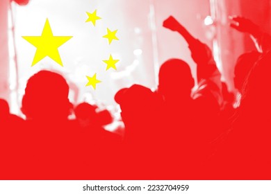 Protests China. Chinese real estate and debt crisis. Zero covid and lockdown protest in China. Crowd people. Revolution demonstration. Communism. - Shutterstock ID 2232704959