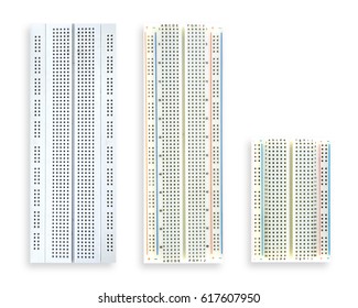 Protoboard(Breadboard) for electronic components devices and prototyping isolated on white back ground