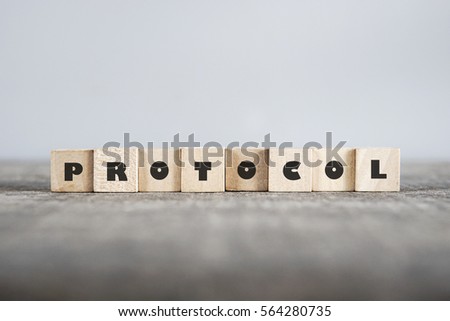 PROTOCOL word made with building blocks