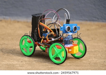 Prototype of a robotic car built as a STEM project that uses 3d printing and programming along with connections between electronic components