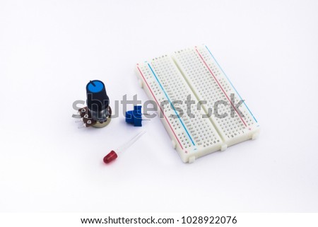 prototype solderless electrical breadboard l ed resistors stock