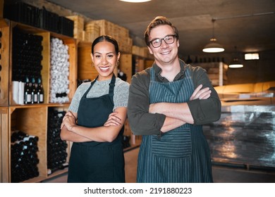 Proud, Confident And Happy Wine Business Owner Standing With Arms Crossed In A Cellar. Portrait Of Leader, Ceo Or Management Of A Startup Agriculture Company. Success , Vision And Ambition For