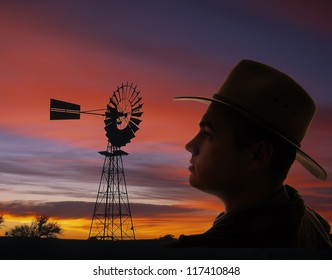 Proud Farmer At Sunset