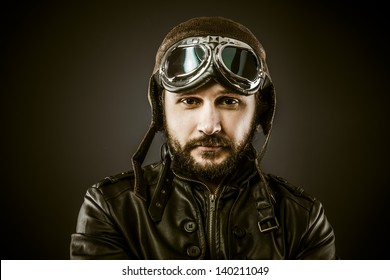 Proud, Fighter Pilot With Hat And Glasses Era, Vintage Style