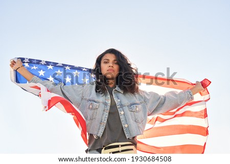 Similar – Image, Stock Photo Woman Holding American Flag