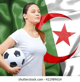 Proud woman football fan of Algeria - Powered by Shutterstock