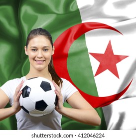 Proud woman football fan of Algeria - Powered by Shutterstock