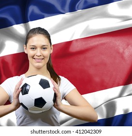 Proud woman football fan of Costa Rica - Powered by Shutterstock